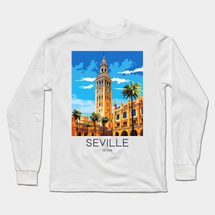 A Pop Art Travel Print of Seville - Spain Long Sleeve T-Shirt